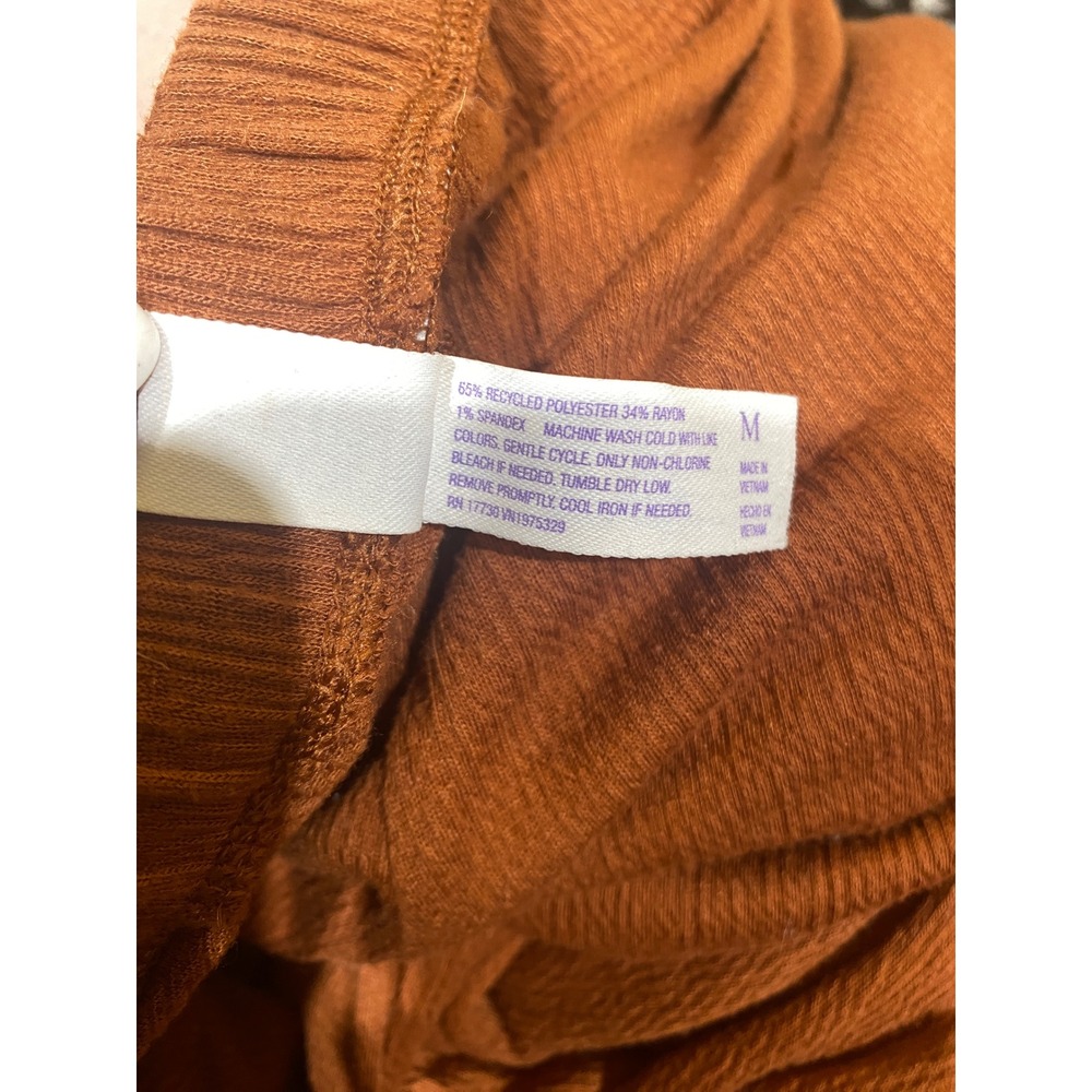 Womens Rust Orange Wide Leg Lounge Pants Textured Size M Travel Minimalist - Picture 10 of 10